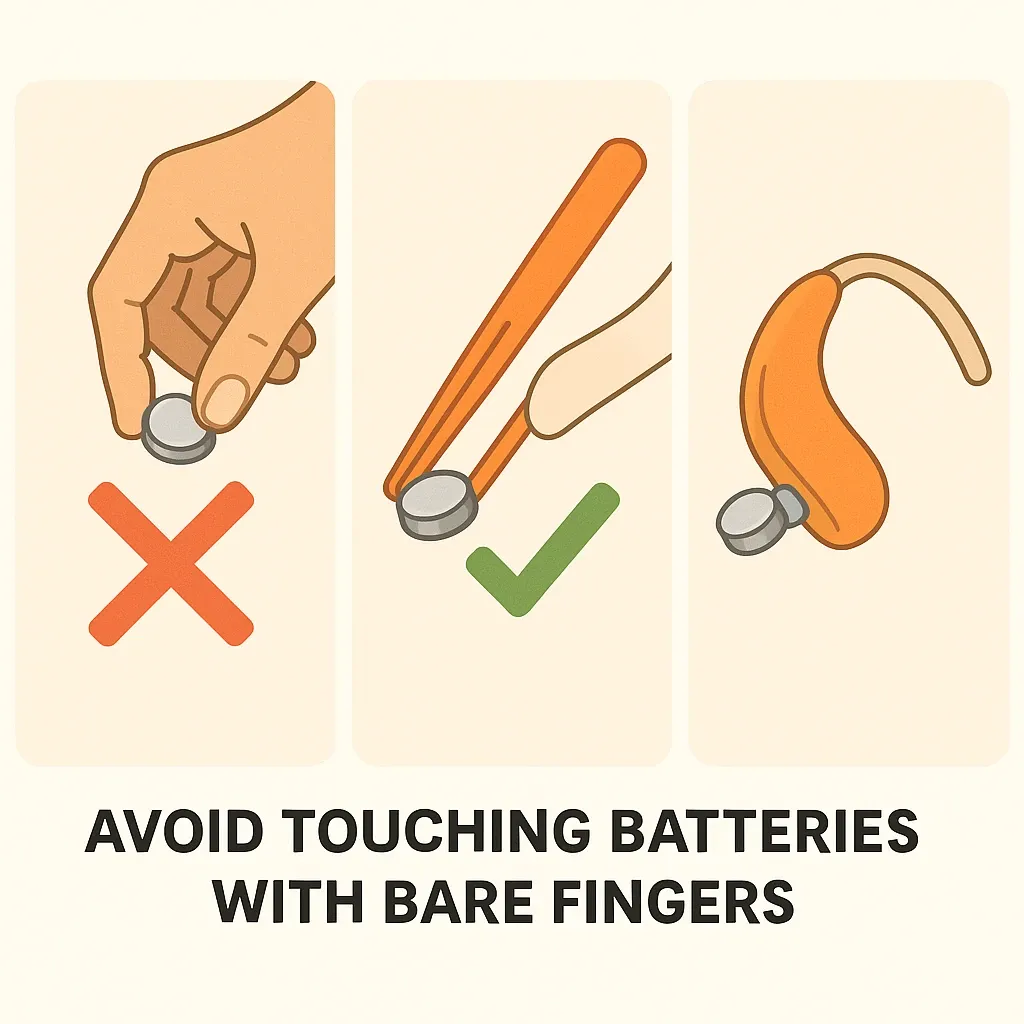 Avoid Touching Batteries with Bare Fingers